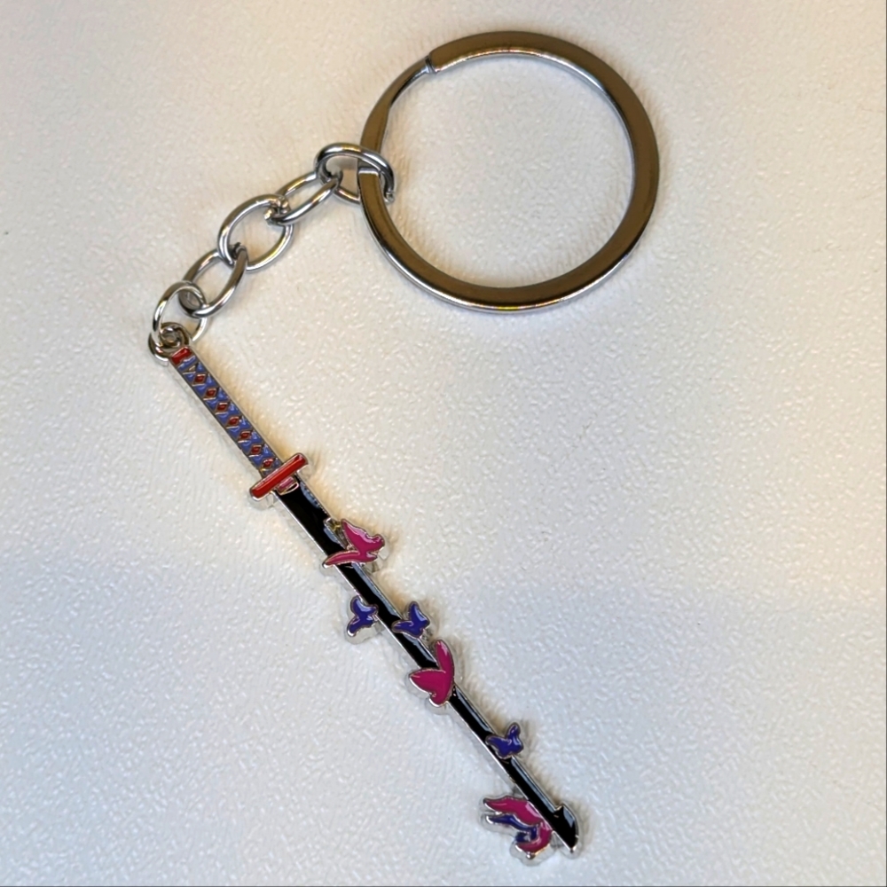 Demon Slayer: Kimetsu no Yaiba Sword Keychain Purple & Red Butterflies